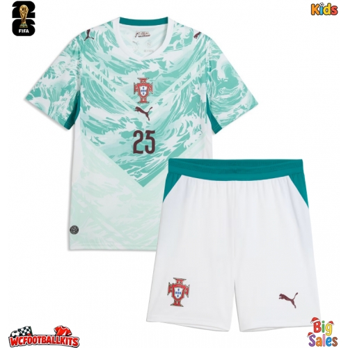 Portugal Nuno Mendes #25 Replica Away Stadium Kit for Kids World Cup 2026 Short Sleeve (+ pants)